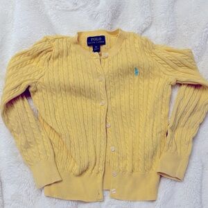 Yellow Polo Ralph Lauren Cable Knit Button Cardigan Sweater